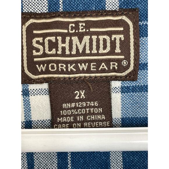 C.E. Schmidt Workwear Blue plaid Cotton Shirt size 2X - Picture 2 of 8